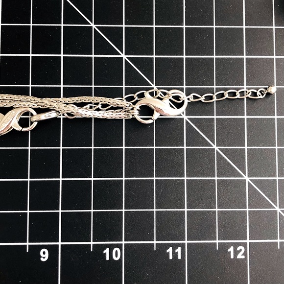 Vintage Silver Modernist Cuff Bracelet & Rhinestone Pendant necklace - Picture 4 of 13